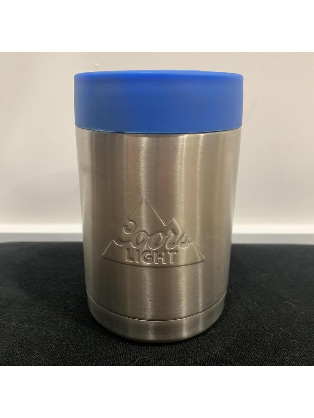 Coors Light Silver Bullet Metal Keg Koozie Blue Top Vintage